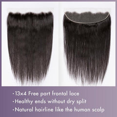 Silky Straight 13x4 Lace Frontal with 3 Bundles Proportioned Length Set 100% Human Hair