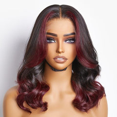 Limited Design | Dark Red Highlight Loose Wave Glueless 5x5 Closure HD Lace Wig | Large & Small Cap Size