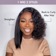 Wet and Wavy 5x5 Closure Pre-Cut Lace Water Wave Wig Glueless Side Part Human Hair Wig Breathable Cap