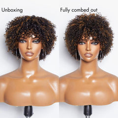 Ready to Go Blonde Highlights Afro Curls Light Weight Glueless Short Wig