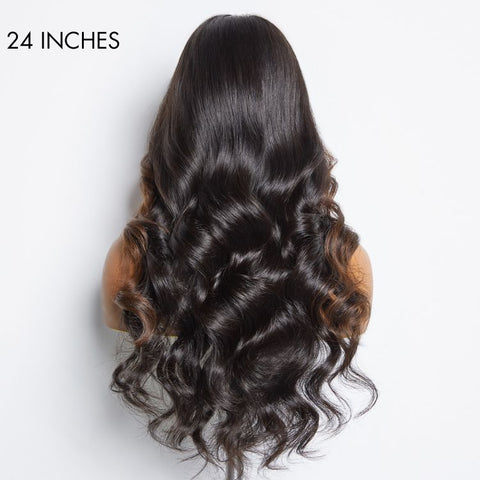 Classic and Chic Brown Highlights Loose Body Wave Glueless 5x5 Closure Lace Human Hair Wig