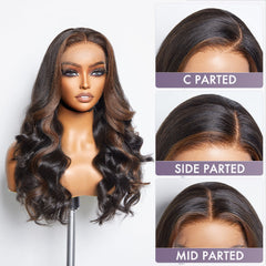 Classic and Chic Brown Highlights Loose Body Wave Glueless 5x5 Closure Lace Human Hair Wig