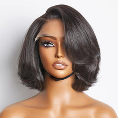 Limited Design | Toffee Brown Mix Blonde / Natural Black Layered Cut Glueless 5x5 Closure Lace Bob Wig