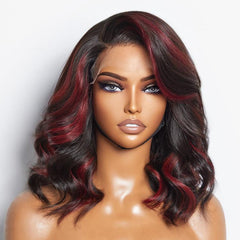 Limited Design | Red Highlight Bouncy Loose Wave Glueless 5x5 Closure HD Lace Wig | Large & Small Cap Size