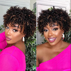 Ready to Go Blonde Highlights Afro Curls Light Weight Glueless Short Wig