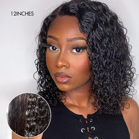 Wet and Wavy 5x5 Closure Pre-Cut Lace Water Wave Wig Glueless Side Part Human Hair Wig Breathable Cap