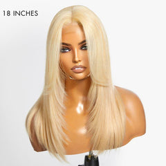 Limited Design | 613 Blonde Curtain Bangs Layered Cut Glueless 5x5 Closure HD Lace Wig