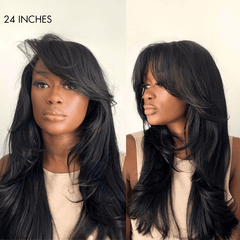 Limited Design | Blow Out Layered Cut C Part Glueless 5x5 Closure HD Lace Wig with Bangs| Large & Small Cap Size