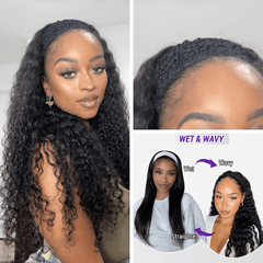 Wet And Wavy | Throw On & Go Water Wave Glueless Long Headband Wig (Get 2 Free Random Headbands)