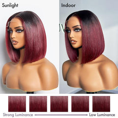 Limited Design | Ombre Highlight Silky Blunt Cut Glueless 5x5 Closure HD Lace Bob Wig Pre-Cut Lace | Large & Small Cap Size