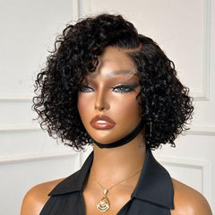 Mature Boss Short Pixie Cut Water Wave Glueless Minimalist HD Lace Wig