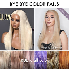 PreMax Wigs | Easily Redyed 613 Silky Straight 5x5 Closure HD Lace Glueless Mid Part Long Wig Pre-cut & Plucked & Bleached