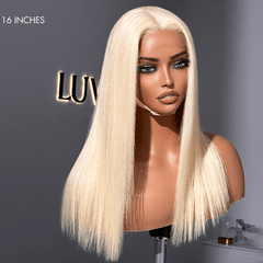 PreMax Wigs | Easily Redyed 613 Silky Straight 5x5 Closure HD Lace Glueless Mid Part Long Wig Pre-cut & Plucked & Bleached