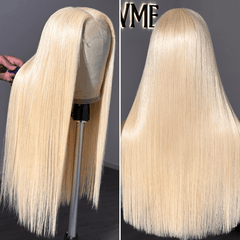 PreMax Wigs | Easily Redyed 613 Silky Straight 5x5 Closure HD Lace Glueless Mid Part Long Wig Pre-cut & Plucked & Bleached