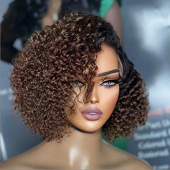 Trendy Short Cut Curly Minimalist HD Lace Glueless Side Part Wig 100% Human Hair