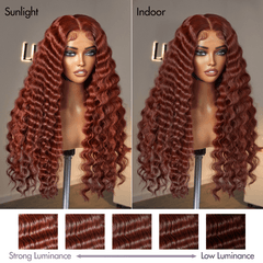 Retro Trends Dark Reddish Brown Ocean Wave Glueless 5x5 Closure Lace Long Wig