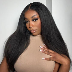 Kinky Straight U Part Quick & Easy Affordable 100% Human Hair Wig