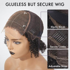 Gorgeous Natural Coily Curl Glueless 5x5 Closure HD Lace Wig Breathable Cap