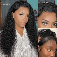 Luvme Hair 180% Density | Water Wave 13x4 Frontal HD Lace Glueless Free Part Long Curly Wig 100% Human Hair