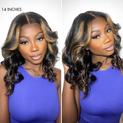 PreMax Wigs | Blonde Mix Black Loose Wave Glueless 5x5 Closure HD Lace Wig Pre-Cut Lace | Large & Small Cap Size