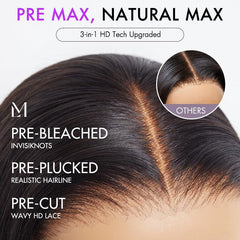 PreMax Wigs | HD Lace Super Natural Hairline Silky Straight Glueless 13x4 Frontal Lace Wig Human Hair Pre-Cut Lace