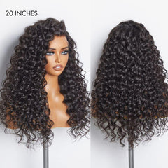 Full Lace Part Anywhere Water Wave Invisible HD Lace Long Curly Wig 100% Human Hair