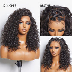 Full Lace Part Anywhere Water Wave Invisible HD Lace Long Curly Wig 100% Human Hair