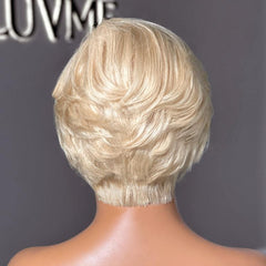 613 Blonde Pixie Cut Wig Glueless Minimalist HD Lace C Part Short Wig 100% Human Hair