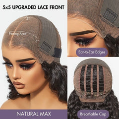 PreMax Wigs | Ear to Ear Super Natural Hairline Deep Wave Glueless 5x5 Upgraded Lace Front Long Curly Wig Pre-Cut Lace