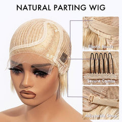 613 Blonde Pixie Cut Wig Glueless Minimalist HD Lace C Part Short Wig 100% Human Hair