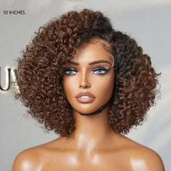 Ombre Brown Fluffy Kinky Curl Glueless Minimalist HD Lace Wig Ready to Go