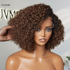 Ombre Brown Fluffy Kinky Curl Glueless Minimalist HD Lace Wig Ready to Go