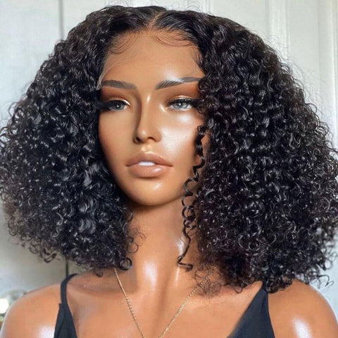 Kinky Curly Natural Black Glueless 5x5 Closure HD Lace Wig Ready To Go | Large & Small Cap Size