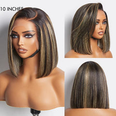 PreMax Wigs | Ombre Blonde Highlight Silky Straight Glueless Ear-to-ear Lace Bob Wig 100% Human Hair Pre-Cut Lace