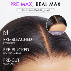 PreMax Wigs | 360 Lace / Full Lace Super Natural Hairline Invisi Drawstring Cap Water Wave Free Part Human Hair Wig Pre-Cut Lace