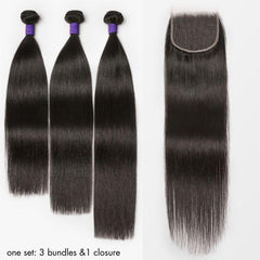 Upgraded Brazilian Hair | 3 Bundles with 5x5 HD Lace Closure Virgin Hair (Straight / Body Wave)