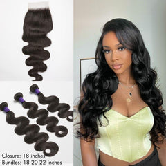 Upgraded Brazilian Hair | 3 Bundles with 5x5 HD Lace Closure Virgin Body Wave Hair