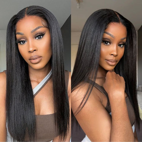 Luvme Hair Yaki Straight 5x5 Closure HD Lace Glueless Long Wig Pre-Cut Lace | Large & Small Cap Size