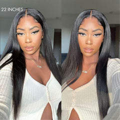 Luvme Hair Yaki Straight 5x5 Closure HD Lace Glueless Long Wig Pre-Cut Lace | Large & Small Cap Size