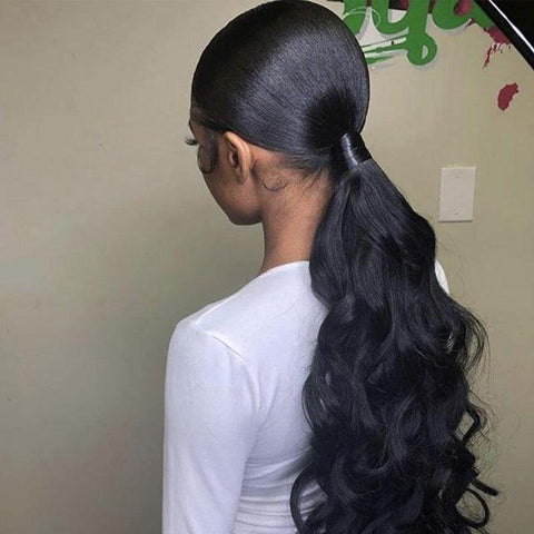 Loose Wave Virgin Human Hair Sleek Ponytail Extension Easy to Wear | Upgraded 2.0 (Get Free Trendy Scrunchies)