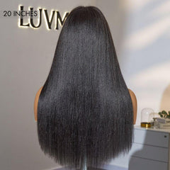 Breathable Cap Yaki Straight Ultra Natural Minimalist Lace Long Wig with Bangs