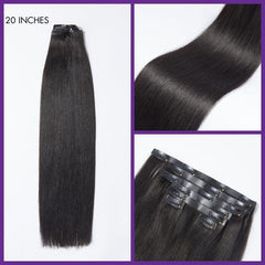 Ultra Natural Seamless Yaki Straight Clip in Human Hair Extensions Hair Pieces 135g 9pcs / 7pcs with Free Gift