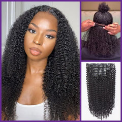 2 Packs Full & Thick Straight / Body Wave / Kinky Curly / Yaki Straight / Kinky Straight Clip in Hair Extensions Real Human Hair Pieces 270g with Free Gift