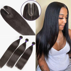 Upgraded Brazilian Hair | HD Lace Deep Part 2x6 Closure with 3 Bundles Virgin Straight Hair