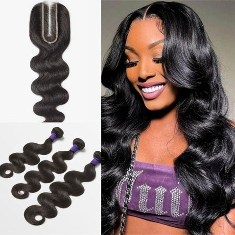 Upgraded Brazilian Hair | HD Lace Deep Part 2x6 Closure with 3 Bundles Virgin Hair (Straight / Body Wave)