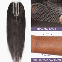 Upgraded Brazilian Hair | HD Lace Deep Part 2x6 Closure with 3 Bundles Virgin Straight Hair