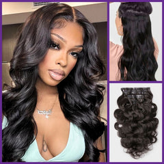 2 Packs Full & Thick Straight / Body Wave / Kinky Curly / Yaki Straight / Kinky Straight Clip in Hair Extensions Real Human Hair Pieces 270g with Free Gift