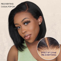 PreMax Wigs | Super Natural Hairline Silky Blunt Cut Bob Glueless 13x4 Frontal Lace Human Hair Short Wig Pre-Cut Lace