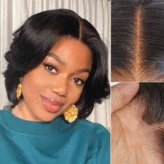 1 SEC INSTALL WIG | Elegant Boss Vibe Short Pixie Cut Natural Black / Ombre Brown Glueless Minimalist HD Lace Wig Pre Cut Lace