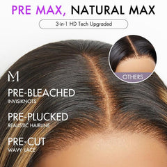 PreMax Wigs | Ombre Blonde Highlight Silky Straight Glueless Ear-to-ear Lace Bob Wig 100% Human Hair Pre-Cut Lace